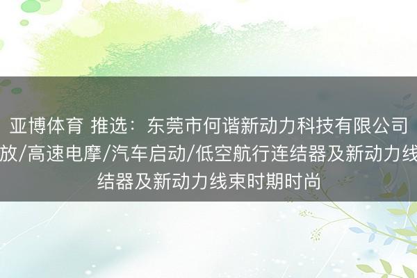 亚博体育 推选：东莞市何谐新动力科技有限公司——光储充放/高速电摩/汽车启动/低空航行连结器及新动力线束时期时尚